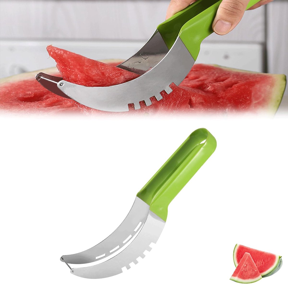 Dailygoods - Dailygoody - Multifunctionele fruitsnijder - Roestvrijstalen fruitsnijder - Makkelijk schoon te maken - 1 stuks - Geschikt voor watermeloen en andere