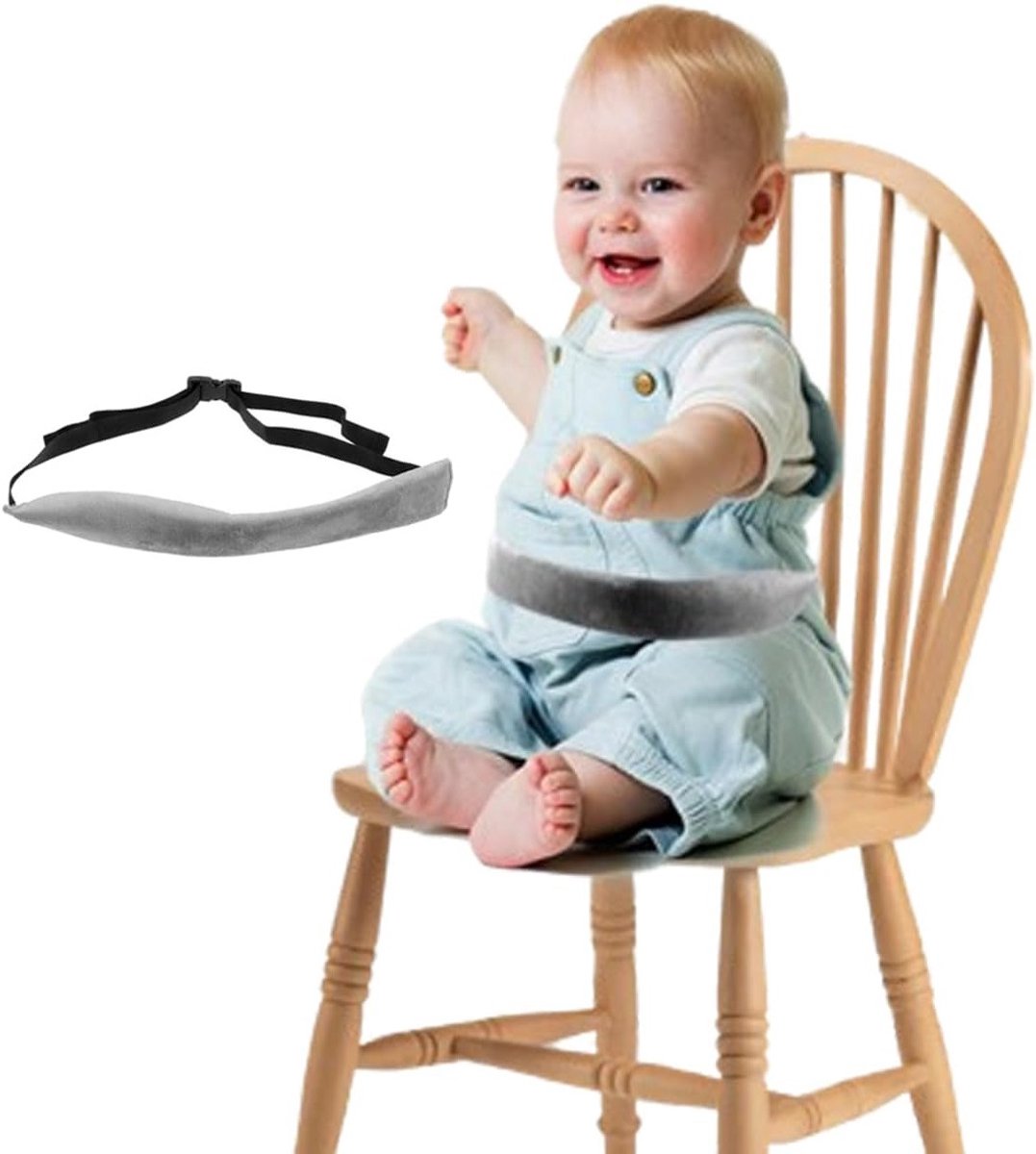 Draagbare Veiligheidsriem voor Kinderstoelen - Bescherming voor Baby's in de Eetkamer en Auto, Grijs