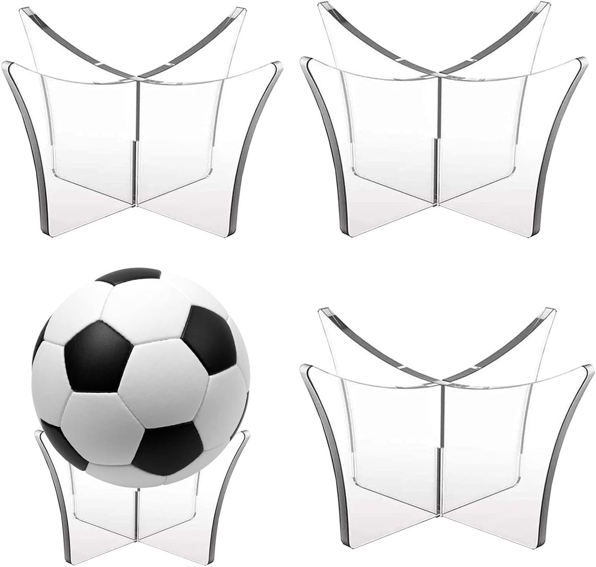 Set van 3 Transparante Acryl Ballenstandaards voor Voetbal, Basketbal en Volleybal - Ideaal voor Sportbalopslag en Display