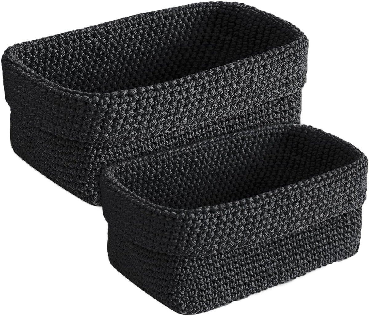 Vouwbare Opbergmanden Set van 2 voor Badkamer, Slaapkamer en Kantoor - Klein en Handig, 29 x 15 x 18.5 cm en 21 x 13 x 15.5 cm, Perfect voor Organisatie en Decoratie