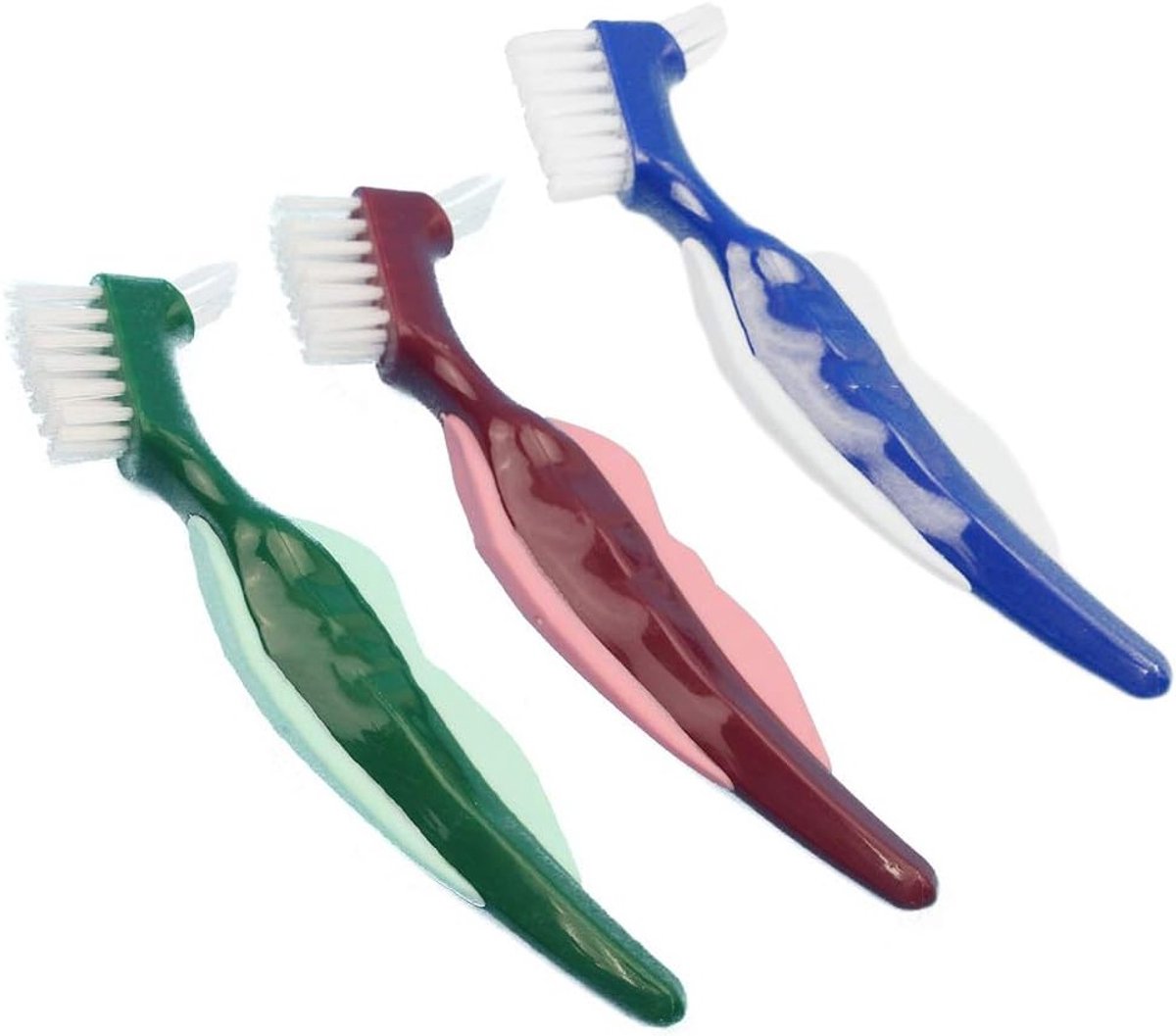Hardere Dubbele Hoofd Prothese Tandenborstel Set van 3, Ergonomische en Draagbare Tandenborstel voor Prothese Onderhoud, Multi-Layered Reinigingsborstels voor Optimale Tandverzorging