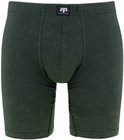 Donkergroene, lange boxer met fijne ribbels, elastische band en logo.