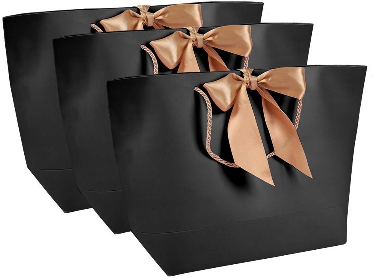 Dailygoods - Dailygoody - Paper Bags - Decoratieve Cadeauzakken - Milieuvriendelijk - Zwart - Kleding en Cosmetica - Ideaal voor Feestjes - Set van 10