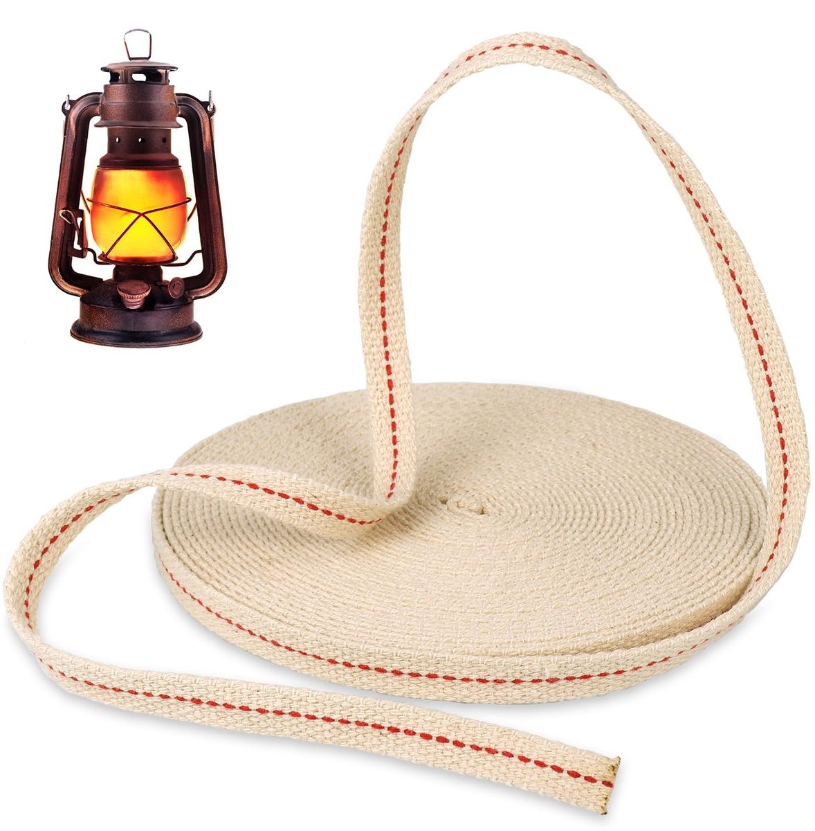 Dailygoods - Dailygoody - Olielamp lonten - Katoenen lonten - 10 meter lange vervangingslonten - 1,2 cm breed - Geschikt voor oliebrander en paraffinelampen - Geur...