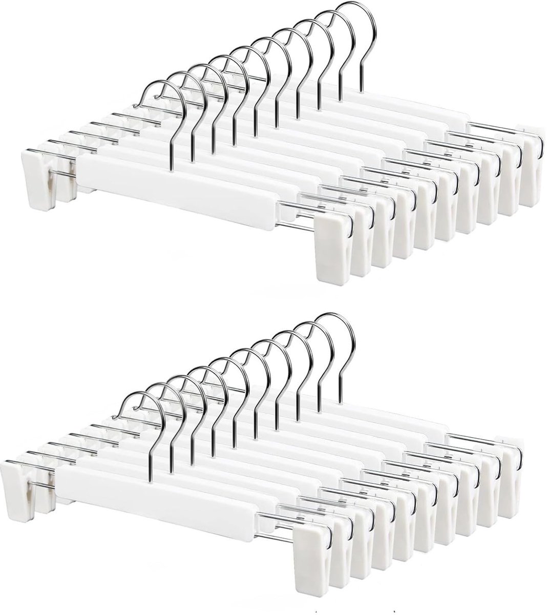 Dailygoods - Dailygoody - Broekhangers - Kledinghangers - 360 Draaibaar - Wit - Antislip Clips - Perfect voor Opbergen van Kleding - 20 Stuks