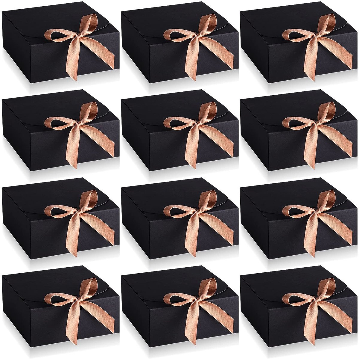 Dailygoods - Set van 12 Vierkante Geschenkdozen met Lint voor Verpakking