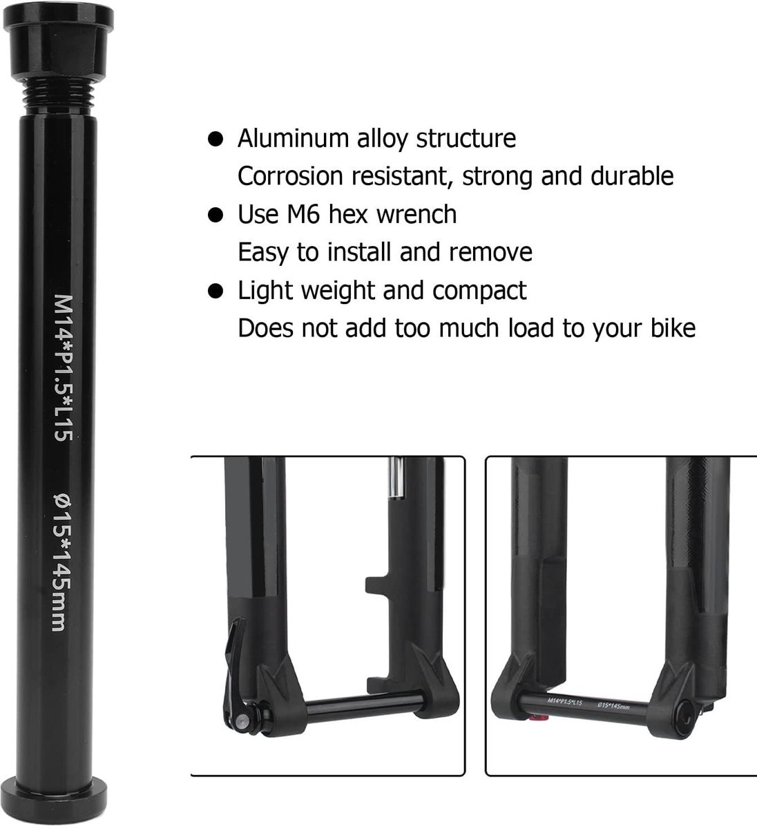 Dailygoods - Dailygoody - Thru Axle - Boost 15x145mm - Aluminium - Voor mountainbike - Lichtgewicht en sterk - Geschikt voor moderne fietsen - Zilver