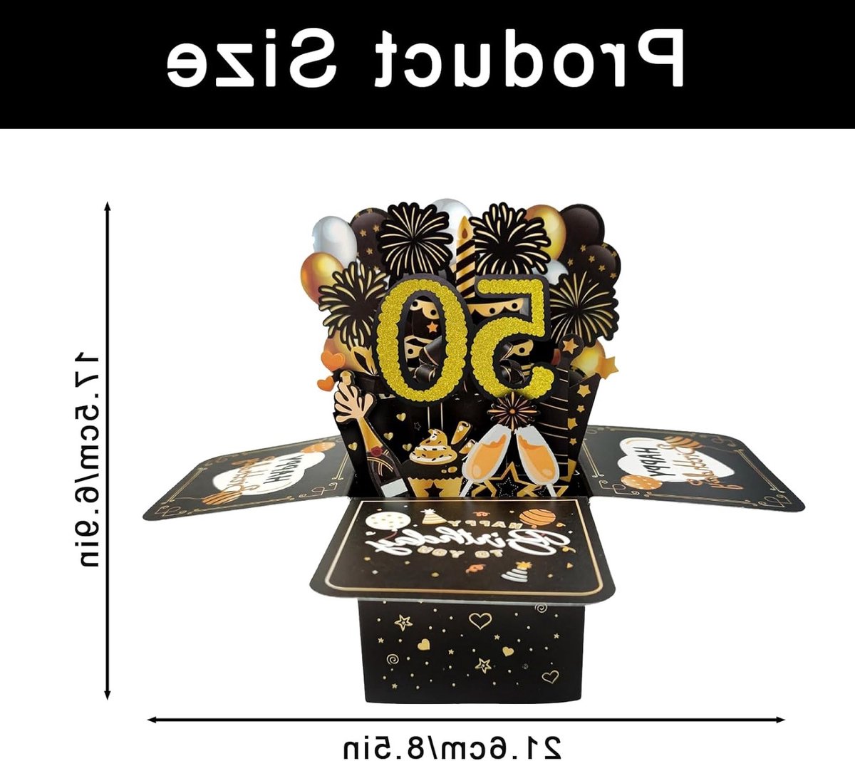 60e Verjaardag Kaart in Zwart en Goud - 3D Pop-Up Verjaardagskaart voor Vriendin en Mannen - Perfecte Verjaardagscadeau voor 60-jarigen