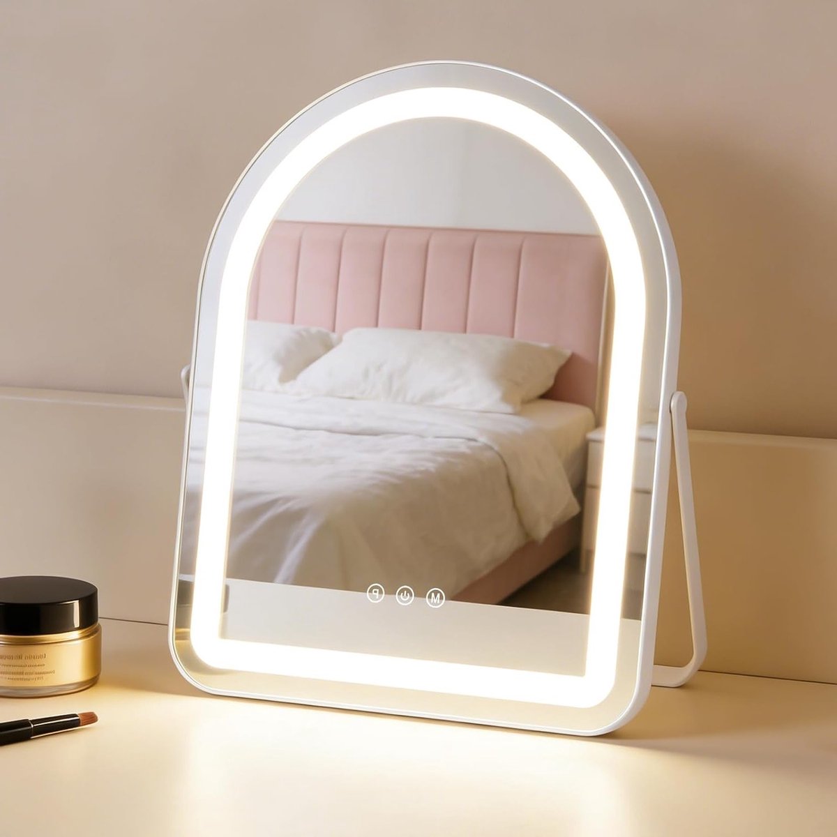 Verlichte make-upspiegel met 3 dimbare modi, Hollywood-stijl, 35 x 45 cm, ideaal voor make-uptafel en dagelijkse verzorging
