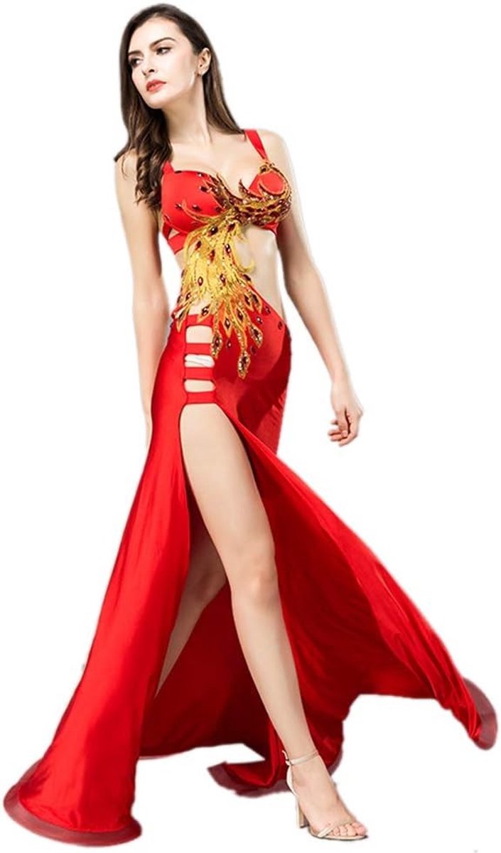 Belly Dance Kostuum voor Vrouwen met Bra, Prachtige Phoenix Totem, Sexy Plus Size, Lange Oriëntaalse Dansoutfit