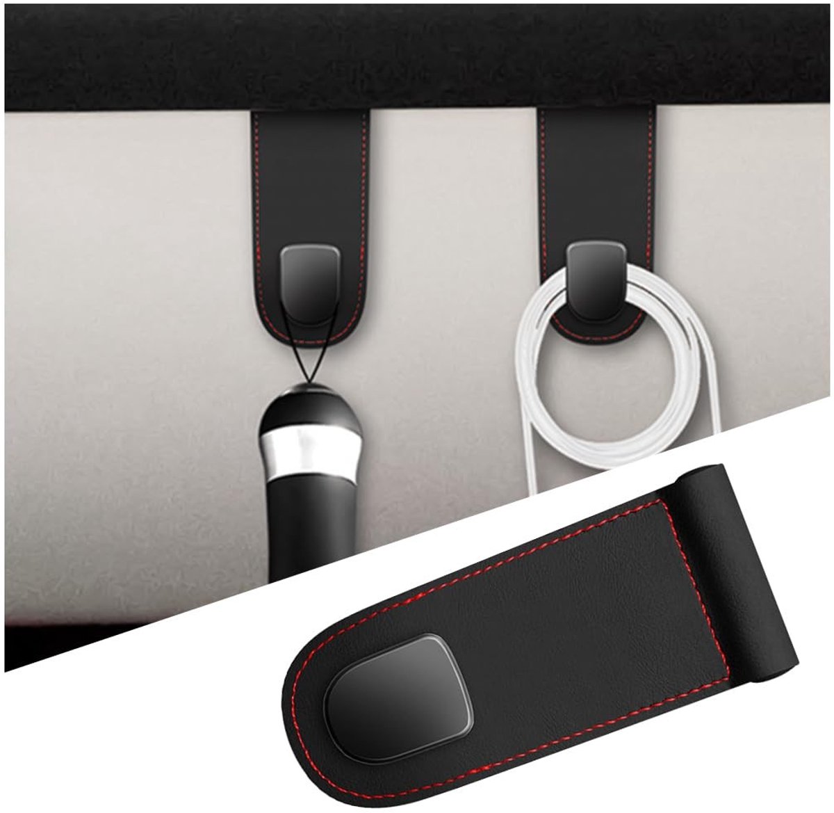 Dailygoods - Dailygoody - Autohaak - Handtashaak - Opbergdoos - Enkele haak zwart - Haken voor handschoenenbox auto - Geschikt voor auto - Hook1