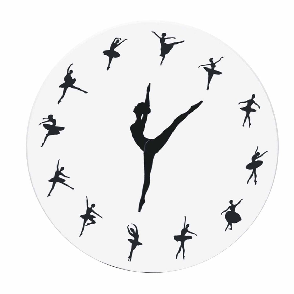 Dailygoods - Dailygoody - Balletdansen Wandklok - Stille Klok - Elegant Decor - Wit - Acryl Wandklok - Voor Slaapkamer en Huiskamer - 31 cm
