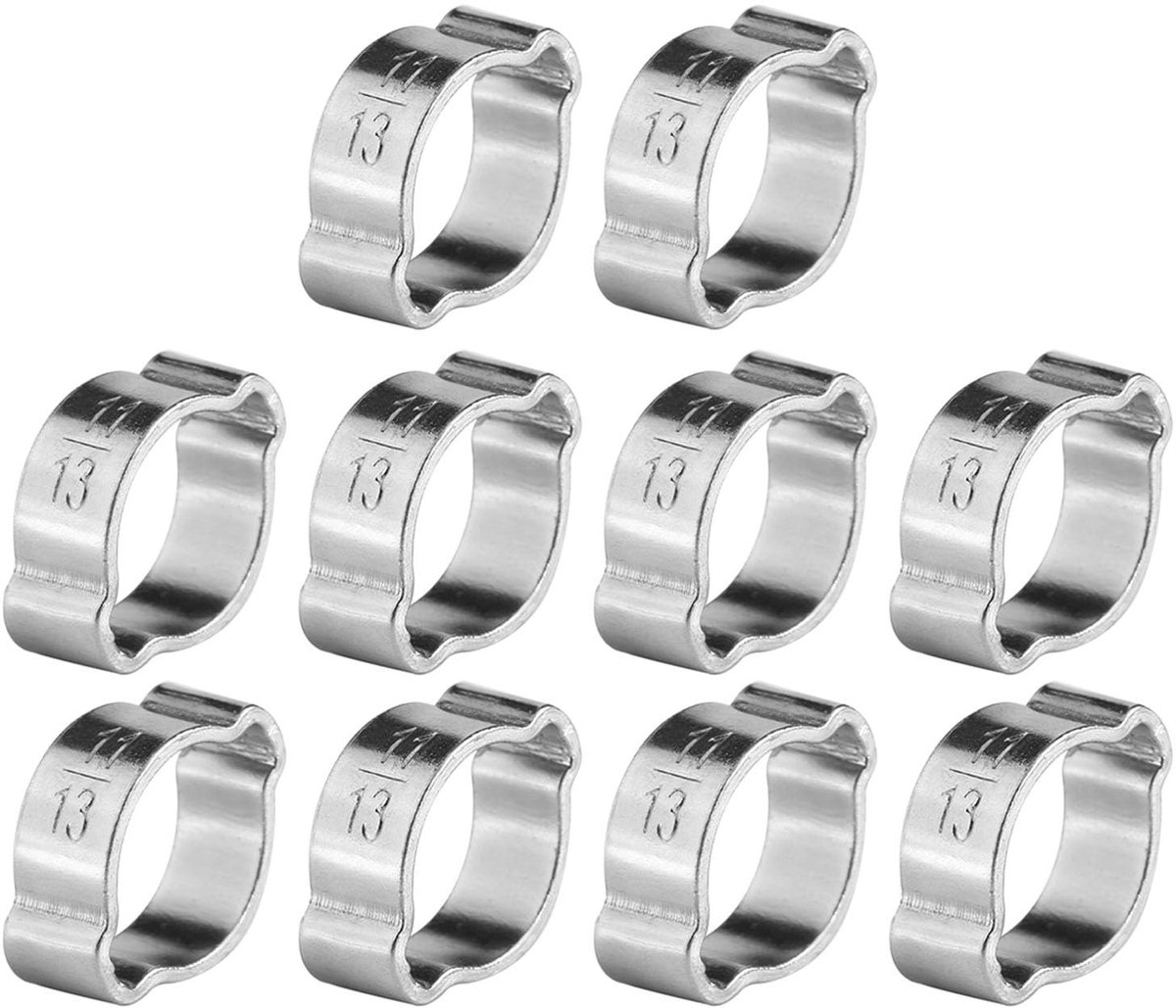 Dailygoods - Dailygoody - Roestvrij Stalen Slangklemmen - Duurzaam en Betrouwbaar - 10 Stuks - Twee-Oor Klemmen - 5-23mm - Voor Slangen en Pijpen - Geschikt v