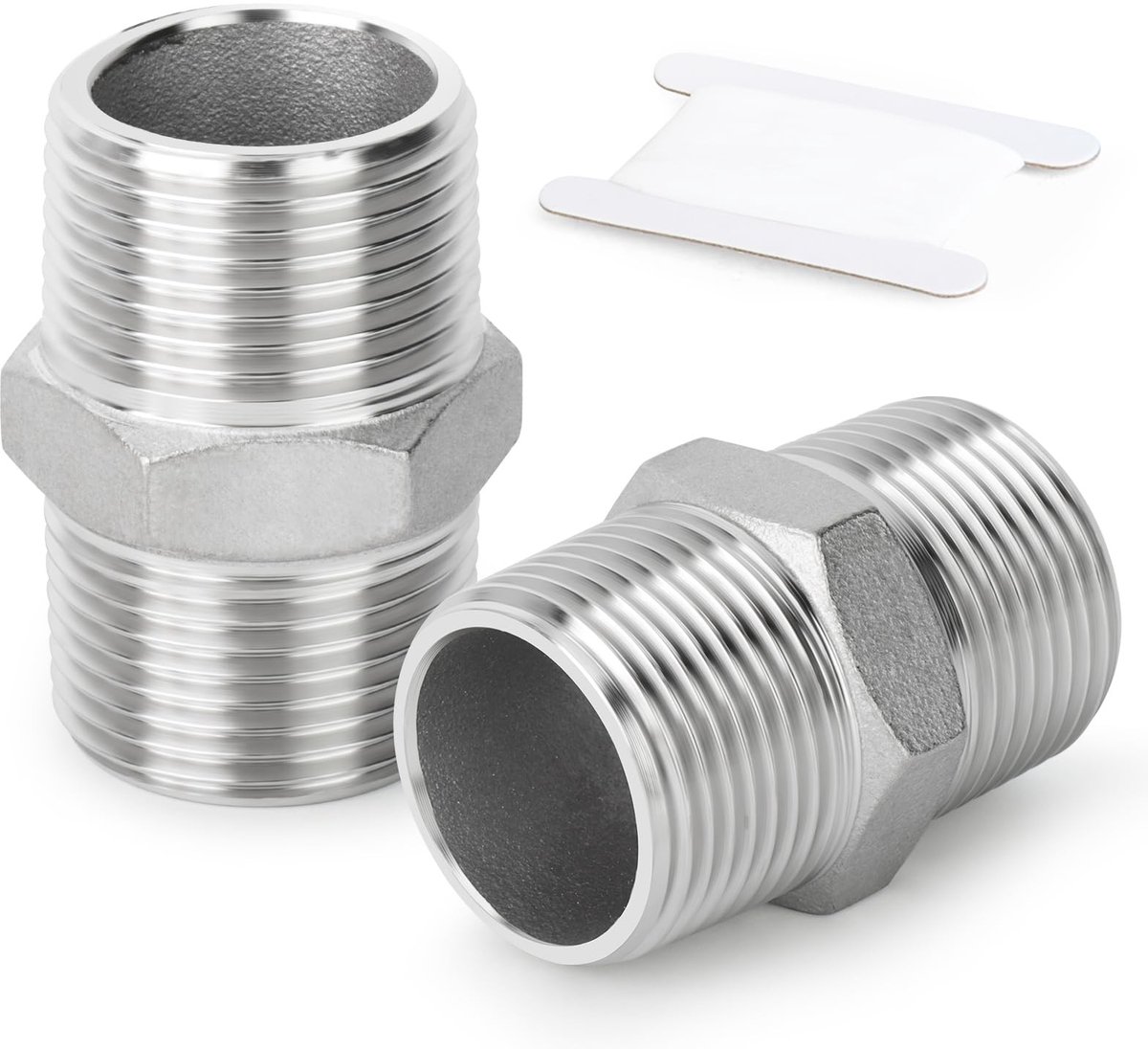 Dailygoods - Dailygoody - Zeskantkoppelingen - Roestvrij staal - Duurzaam en robuust - 3/8" - Mannelijk - Voor leidingen en aansluitingen - Zilver