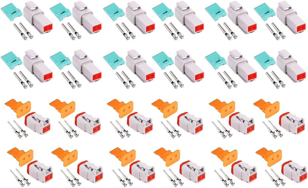 Dailygoods - Dailygoody - Waterdichte kabelconnector - Elektrische connector - 2-polig - Grijs - Stekker en bus - Geschikt voor motorfiets, auto, vrachtwagen