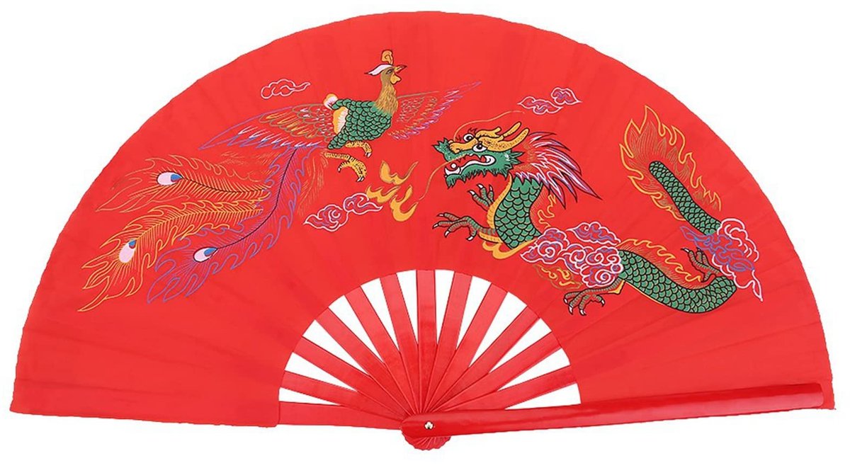 Dailygoods - Dailygoody - Tai Chi Fan - Chinese Kung Fu Ventilator - Handheld - Rood - Vouwbaar - Ideaal voor Martial Arts - Voor mannen en vrouwen