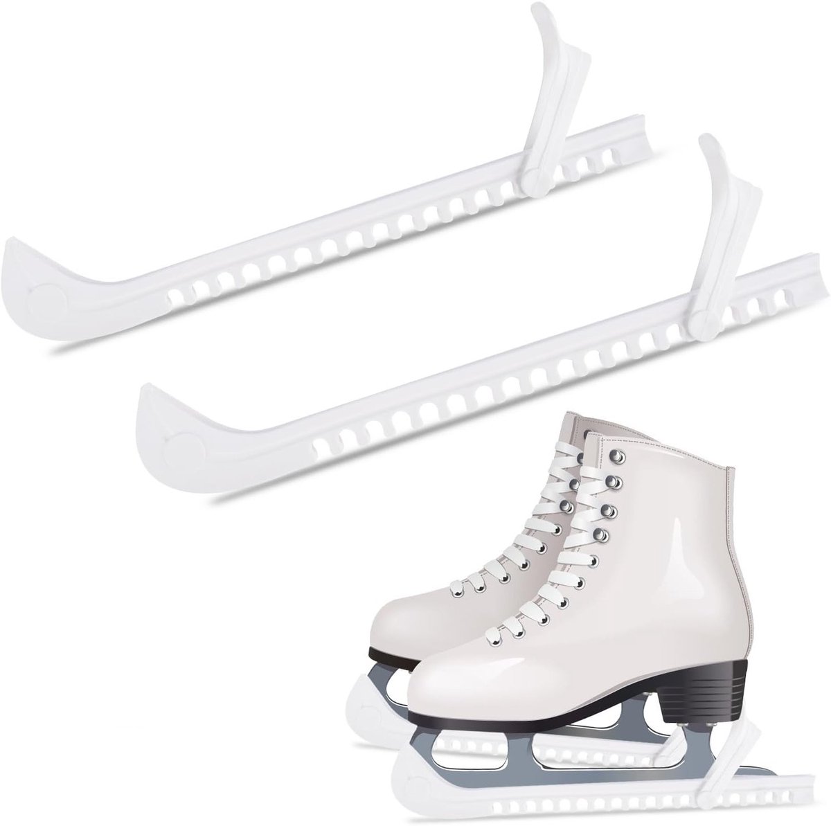 Verstelbare Schaatsbeschermers voor Kinderen en Volwassenen, Universele Bescherming voor IJs- en Kunstrijden, Wit, XL Maat, Duurzaam en Veilig