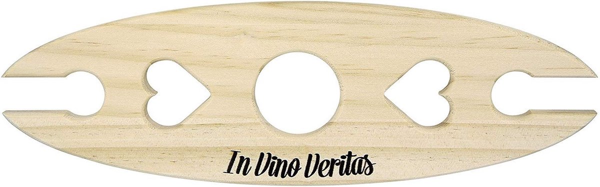 Dailygoods - Houten Wijnglashouder voor Twee Glazen met Hartvormige Uitsparing