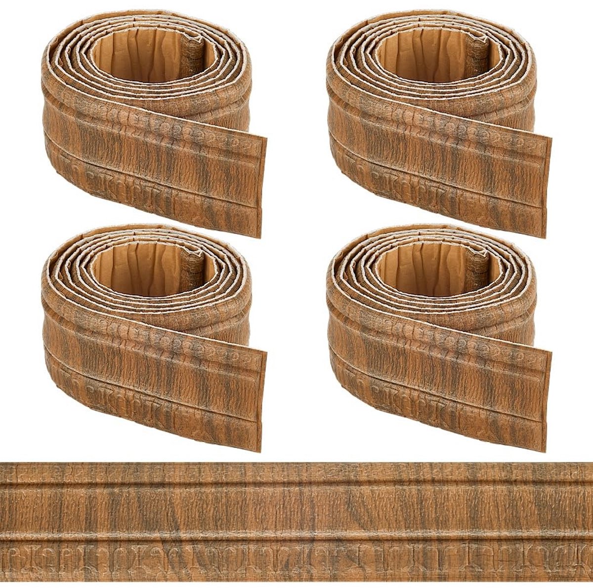 Dailygoods - Dailygoody - Peel and Stick Wallpaper Border - Flexibele Skirting Board - 3D Houtlook - Camel Brown - Makkelijk aan te brengen - Decoratie - 362x3.1 i