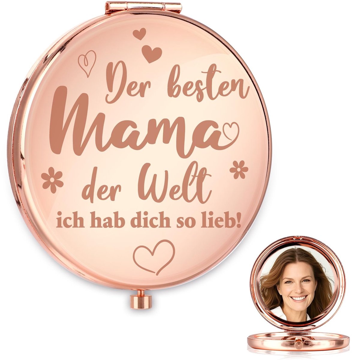 Dailygoods - Roségouden Zakspiegel met Gravure als Cadeau voor Moeder
