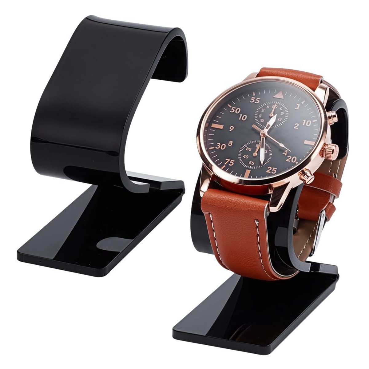 Dailygoods - Zwarte Horloge Houder Display Stand voor 2 Horloges