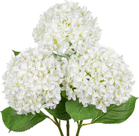 Witte Nep-Hortensia Tak van 67 cm - Kunstbloemen voor Vazen, Ambacht en Moderne Decoratie in Scandinavische Boho Stijl
