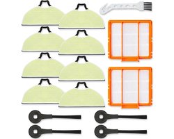 15 stuks accessoires - 8 dweilpads, 2 HEPA-filters, 4 zijborstels en 1 Reinigingsborstel - Voor Shark RV2610WA RV2620WA RV2410WD AV2610WA AI Ultra 2-in-1 Matrix Clean robotstofzuigermodellen