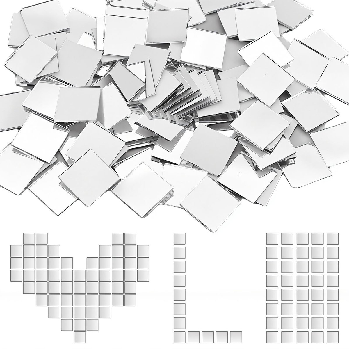 Dailygoods - Cosensi - Dailygoody - Zelfklevende Mini Spiegels - 100 Stuks - Decoratieve Mozaïek Tegels - 2x2 cm - Voor DIY Projecten - Creatieve decoratie - Geschikt voor k...