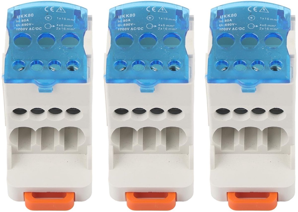 Dailygoods - Dailygoody - DIN Rail Terminal Blocks - Universele Aansluitdoos - 3 Stuks - Betrouwbare verbinding - Geschikt voor elektronicatoepassingen - Eenvoudig.