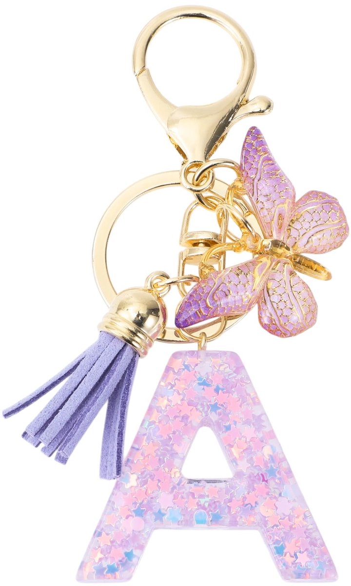 Dailygoods - Sleutelhanger met Initiaal en Vlinderontwerp voor Dames