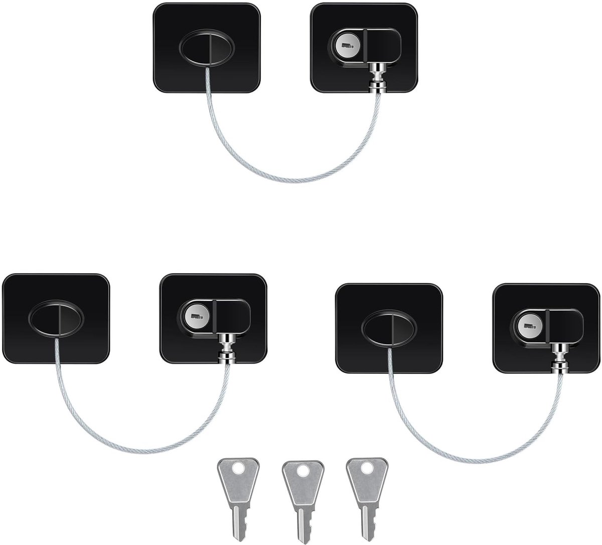 Dailygoods - Set van 3 Koelkastsloten voor Kinderbeveiliging zonder Gereedschap