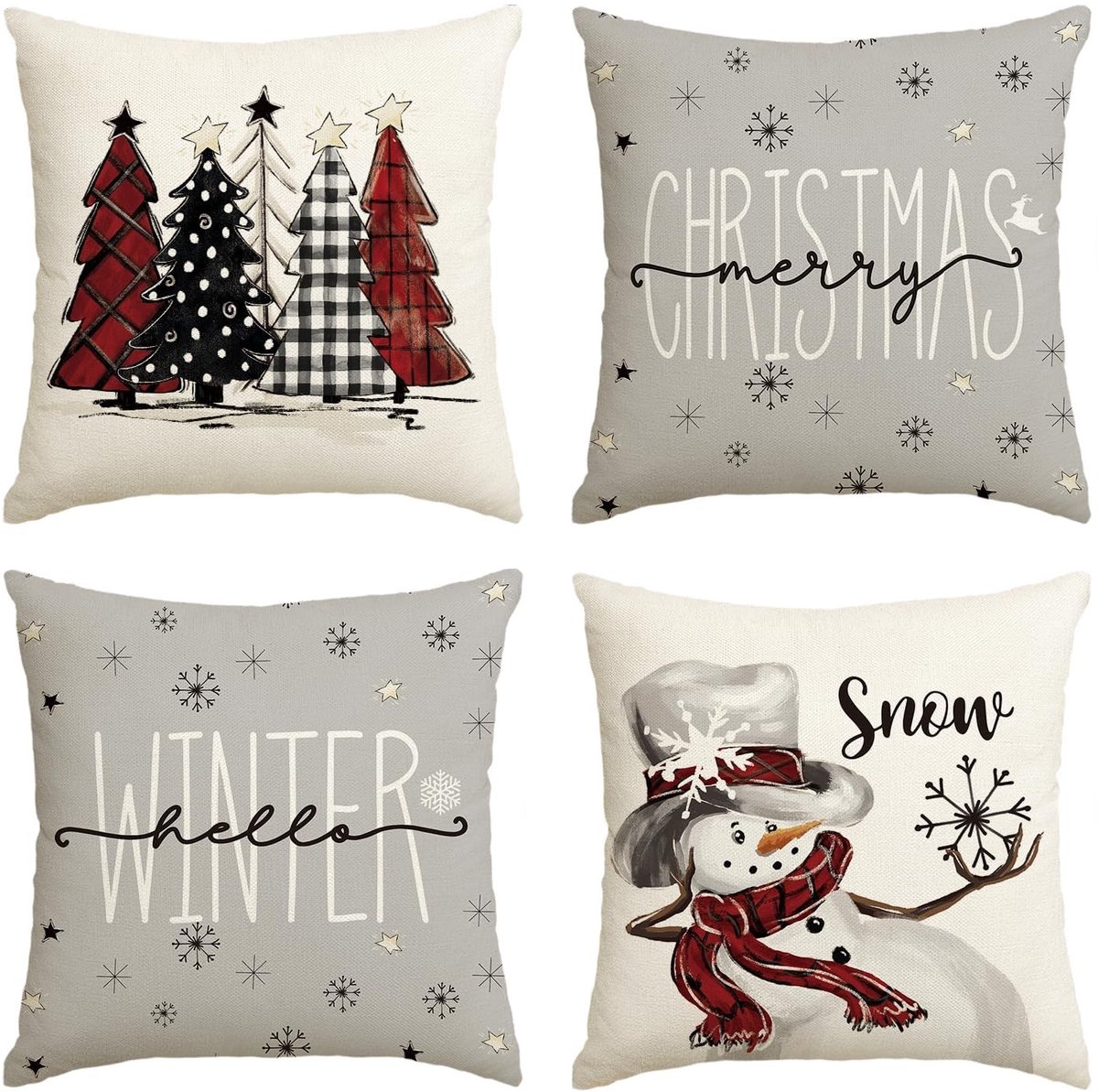 Dailygoody - Kussenslopen - Decoratie - 45 x 45 cm - Sneeuwvlokken - Woonkamer - Slaapkamer - Cadeau
