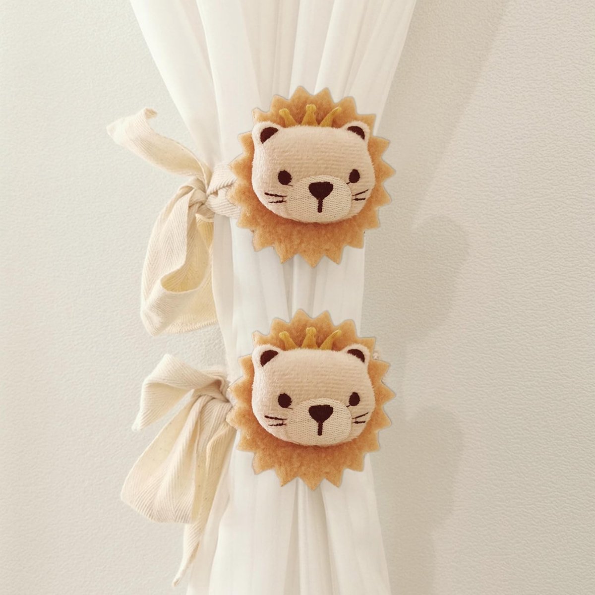 Dailygoody - Gordijnclips - Cartoon Leeuw - Superschattig en handig - Beige - Gordijnhouders - Perfect voor kinderkamer decoratie