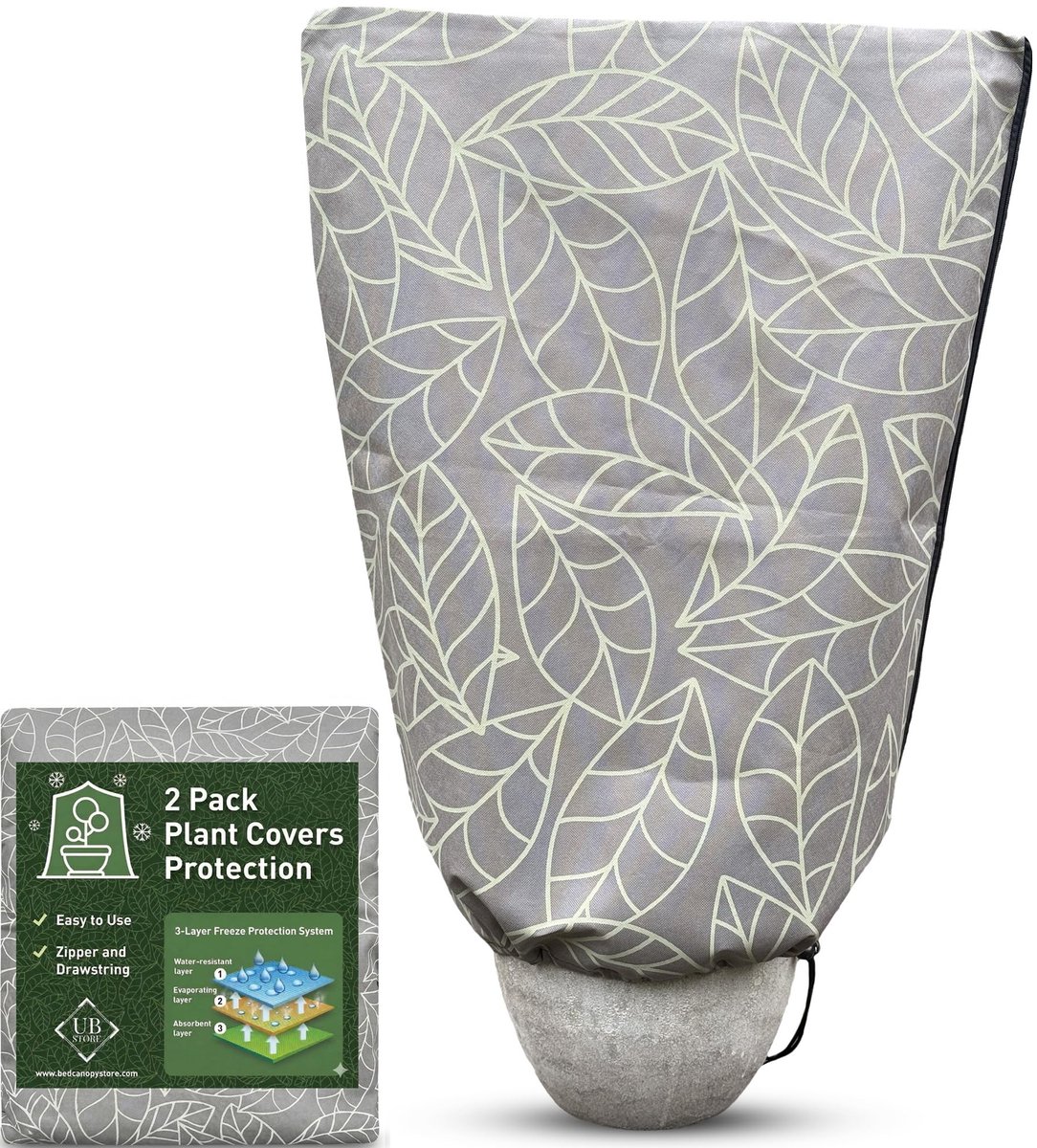 Dailygoody - Winterbescherming Planten - Vorstbescherming - 3-laags systeem - 60x80 cm - Potplantenzak - Geschikt voor buiten - Bruin