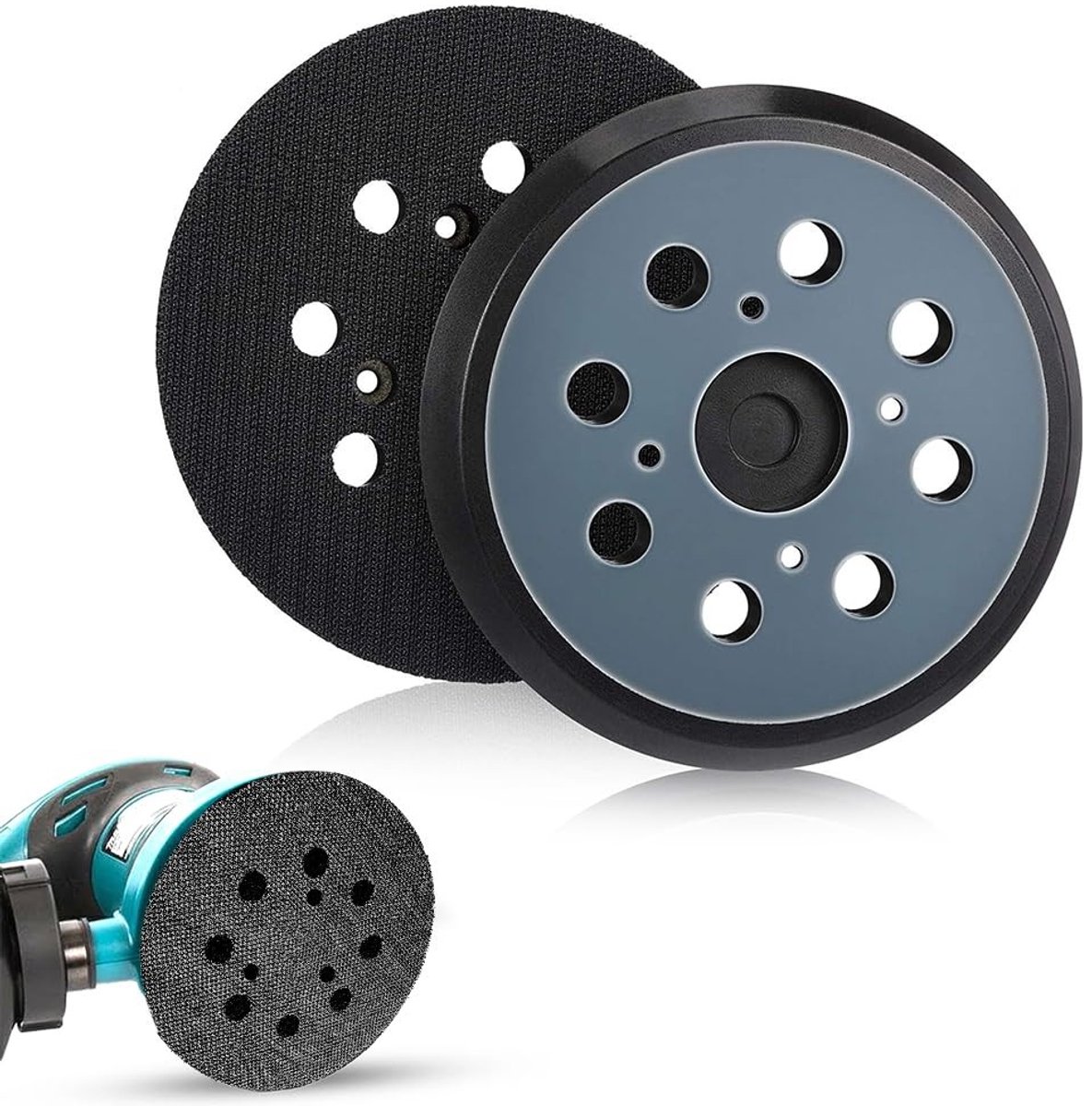 Sanding pads met 8 gaten, 125 mm, 5 inch vervangende schuurdiscs, geschikt voor R2600, R2601, RS290 en meer, ideaal voor houtbewerking en schuurprojecten.