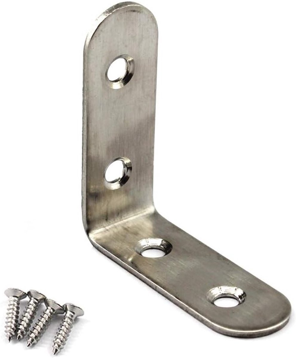 Hoekconnectoren 50x50x2mm van RVS - 20 Stuks L-vormige Beugels met Schroeven voor Stevige Verbindingen