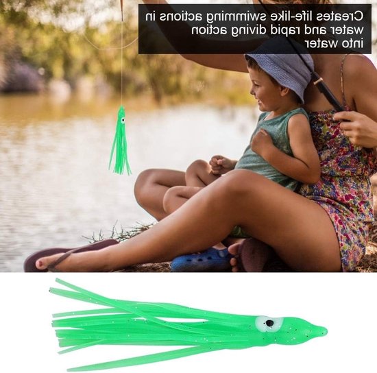 10-delige rubberen visaas in mini formaat, in de vorm van een squid, ideaal voor buitensport en vissen (groen) — afbeelding 2