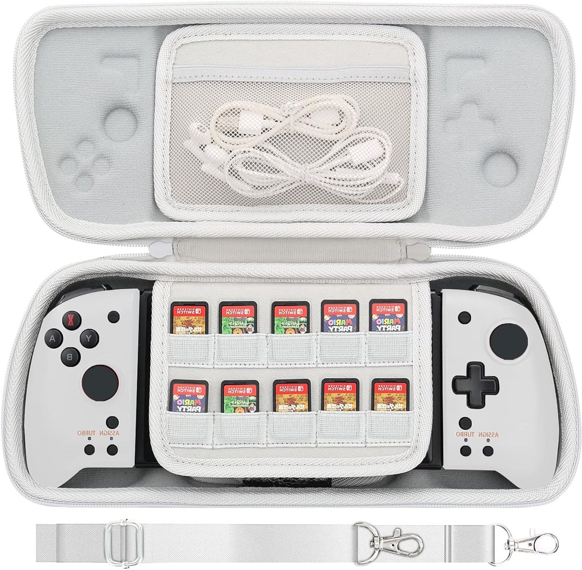 Hard Travel Case voor Hori Switch Split Pad Pro en Compact Controller - Bescherming en Opbergruimte (Wit)