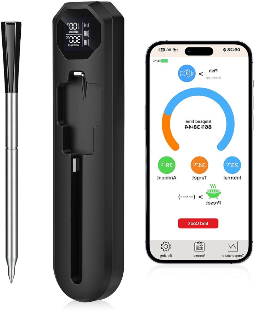 MRKK® Vleesthermometer Draadloos - Kerntemperatuurmeter Bluetooth - BBQ Accessoires