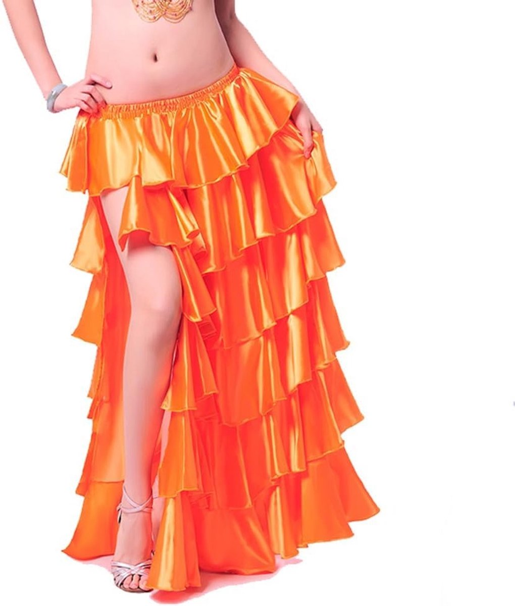 Elegante Lange Satijnen Rok voor Buikdansen - Vrouwelijke Kostuums voor Buikdans en Oriental Dance Outfits