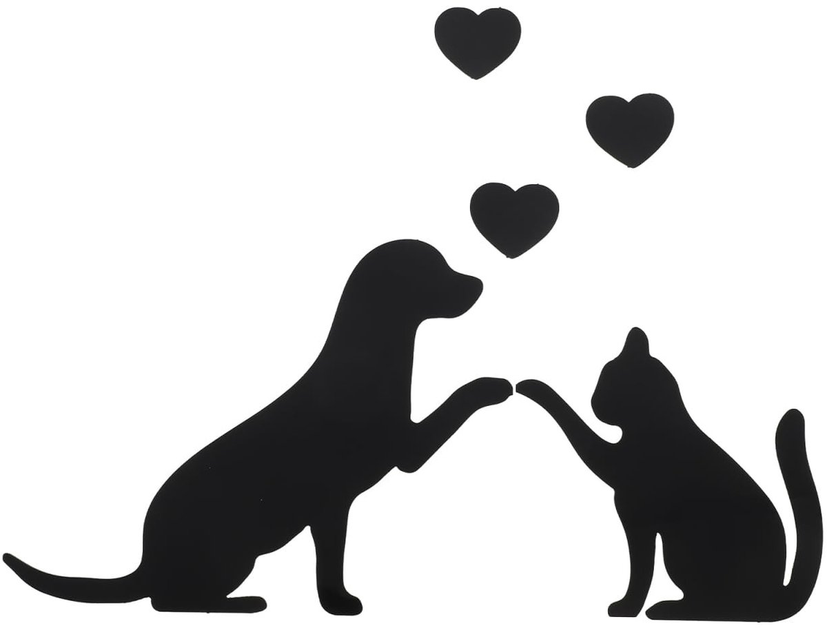 Dailygoods - Cosensi - Dailygoody - Wandstickers Dieren - Decoratie voor Badkamer en Slaapkamer - Zwart - Kat en Hond Stickers - Muurdecoratie voor Dierenliefhebbers - Inclu...