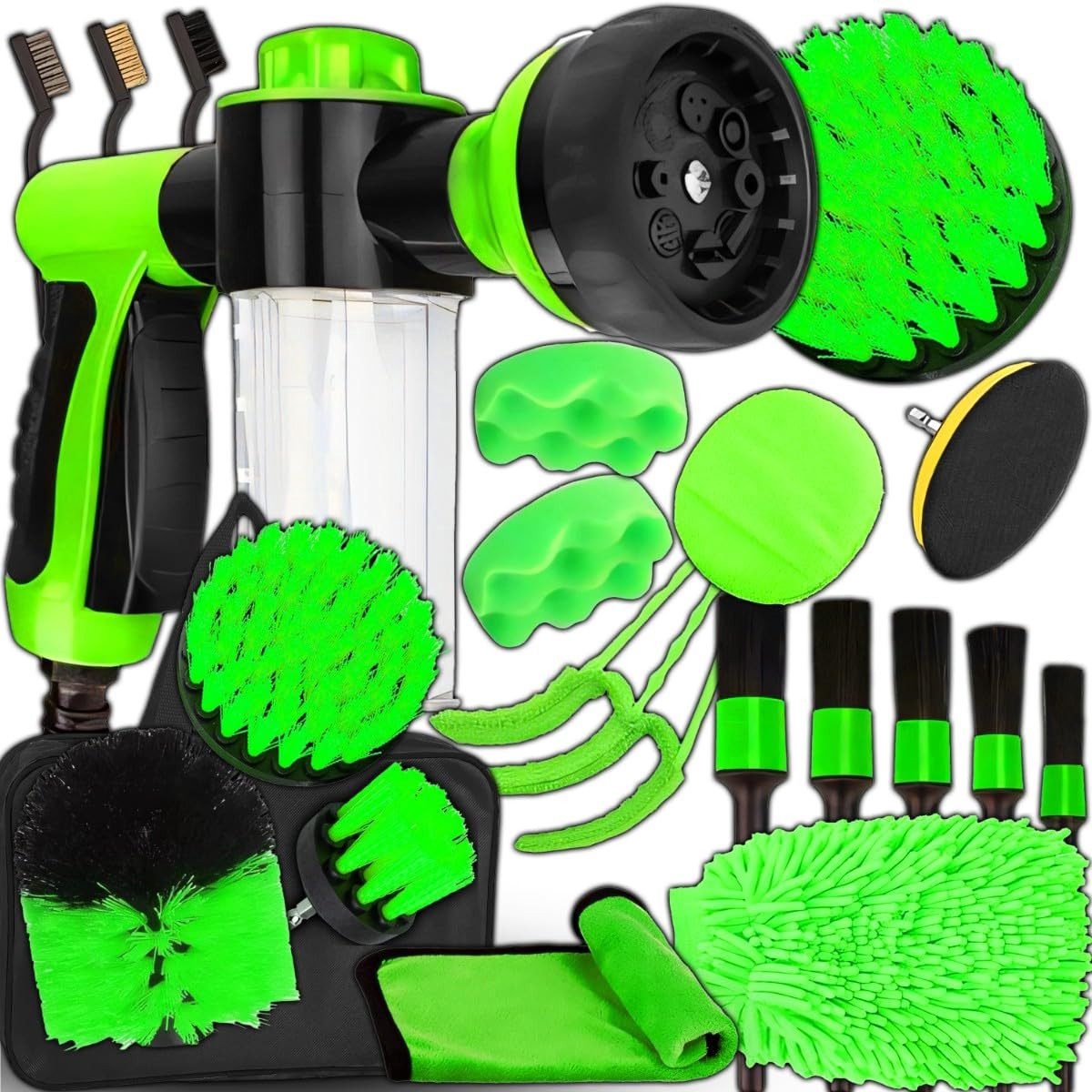 Dailygoody - Retoo Auto Reinigingsset - 21-delige Auto Onderhoud Kit met Borstels en Microvezeldoeken