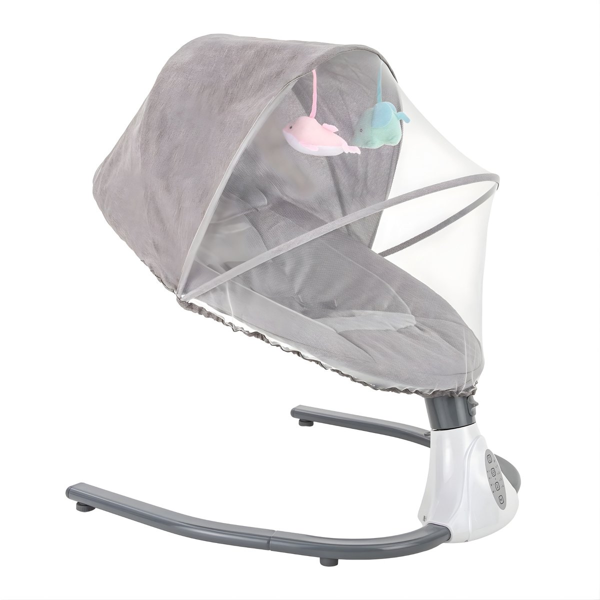 Elektrische Babyschommel – Baby Rocker met Afstandsbediening en USB – Opvouwbare Draagbare Wiegstoel voor 0–12 Maanden – Lichtgrijs