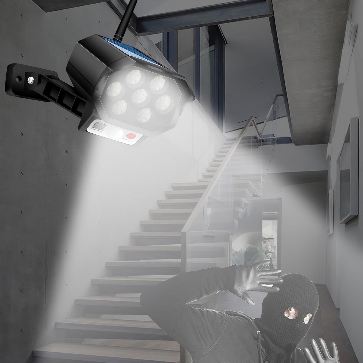 Dailygoody - Dummy Camera met Zonnepaneel en LED Tuinverlichting - Beveiligingscamera Attrappe voor Buiten