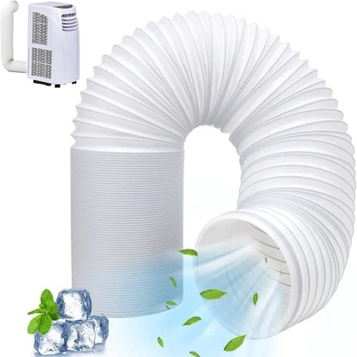 Airco slang 130 mm - Linkshandige - Luchtafvoerslang - Airco Slang - Afvoerslang Airco Slang - Afvoerslang Mobiele Airco - Buitenmaat Ø130mm - Lengte 1.5 Meter - Geschikt Voor: Luchtventilatie - Voor Airconditioning, Wasdroger, Afzuigkap, Drogerslang
