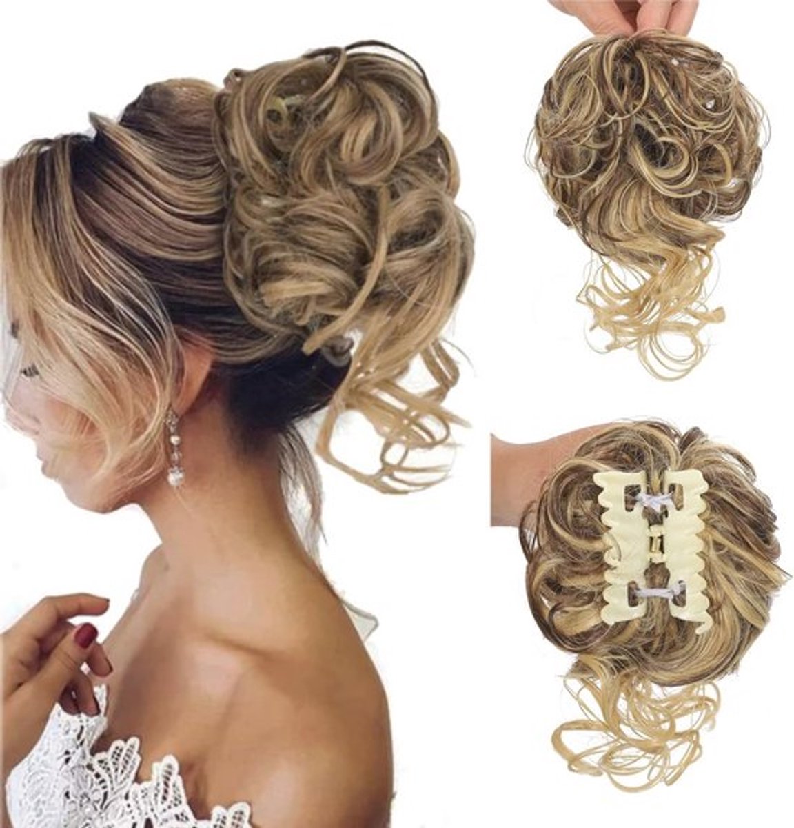 Rommelige knot haarstukken clip in synthetisch haar voor vrouwen en meisjes