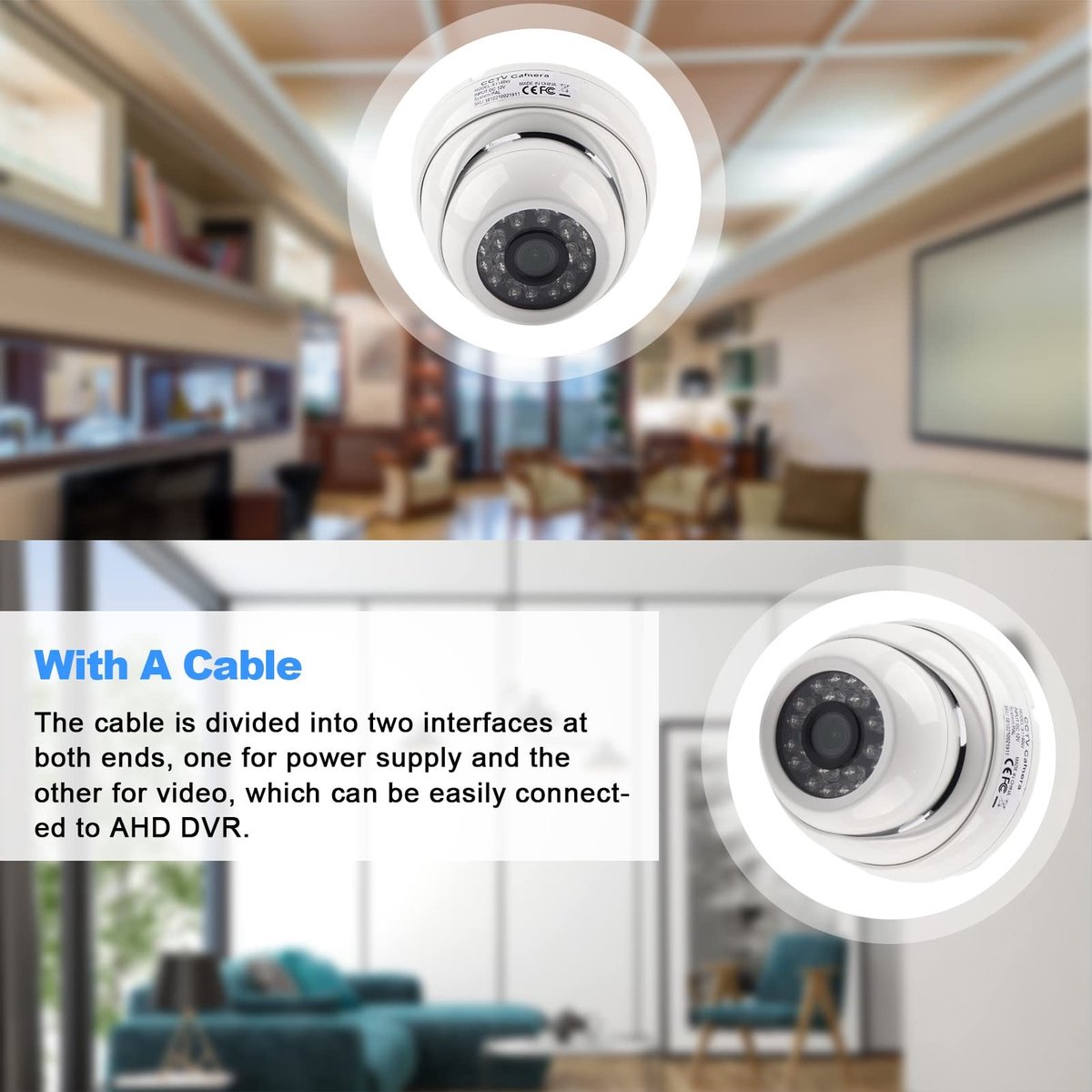 Dailygoody Coaxiale Videocamera - 1080P HD - Infrarood Nachtzicht - Indoor Dome - Bewakingscamera - Binnenbeveiliging - 2 MP