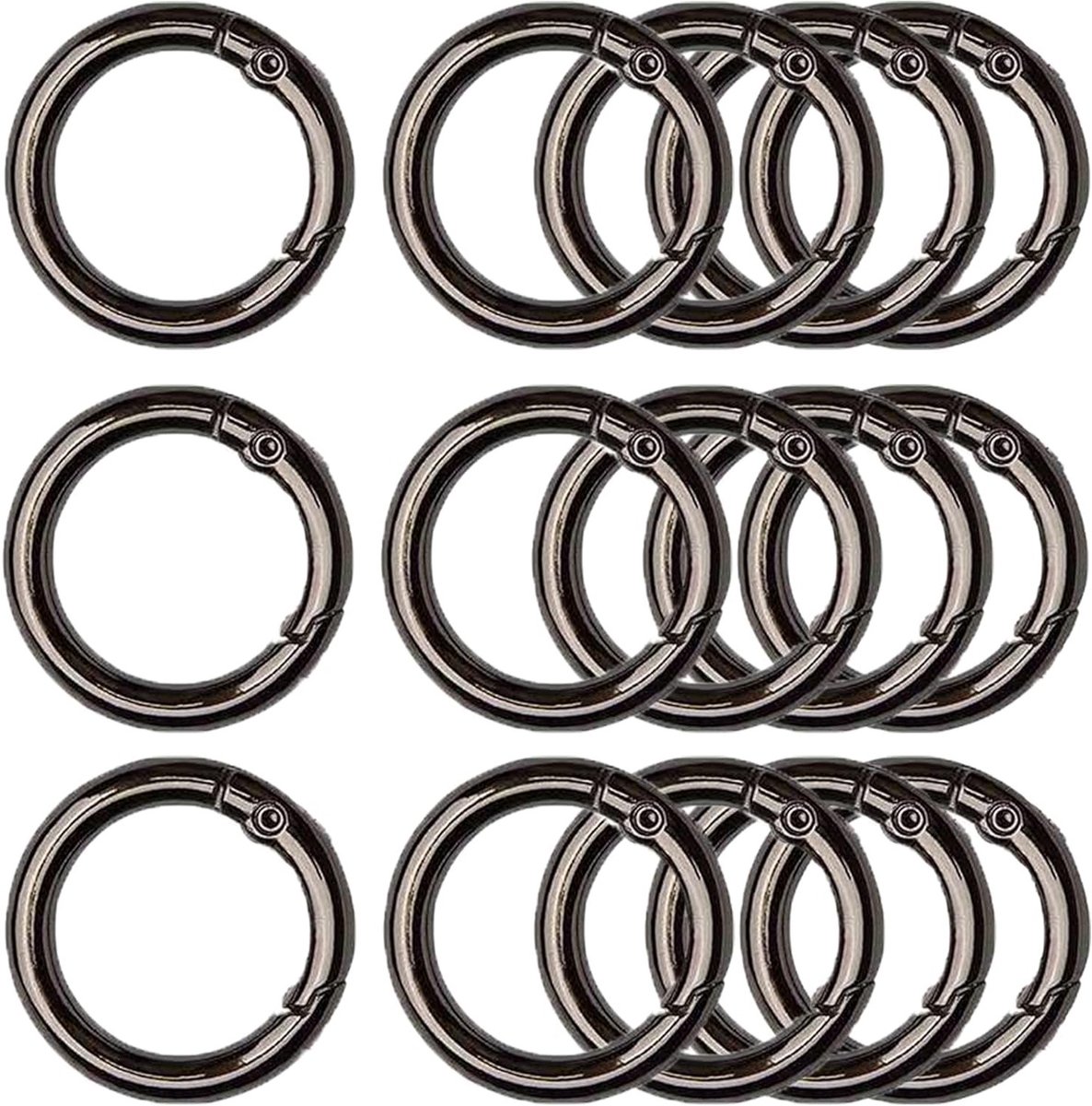 Ronde Carabiner Clips 40mm - 15 Stuks - Ideaal voor Sleutelhangers, Rugzakken en Creatieve Projecten