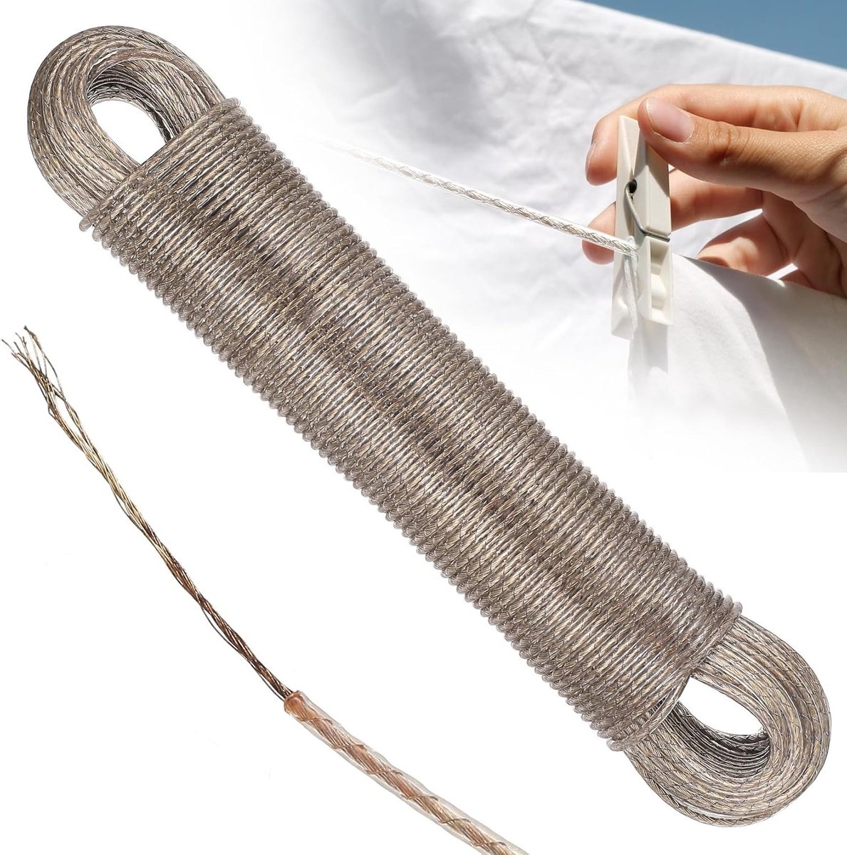 Duurzame Kledinglijn Touw van 3mm met Waterdichte Staal Kern - 30m Tuin Touw voor Buiten, Reizen en Kleding Ophangen