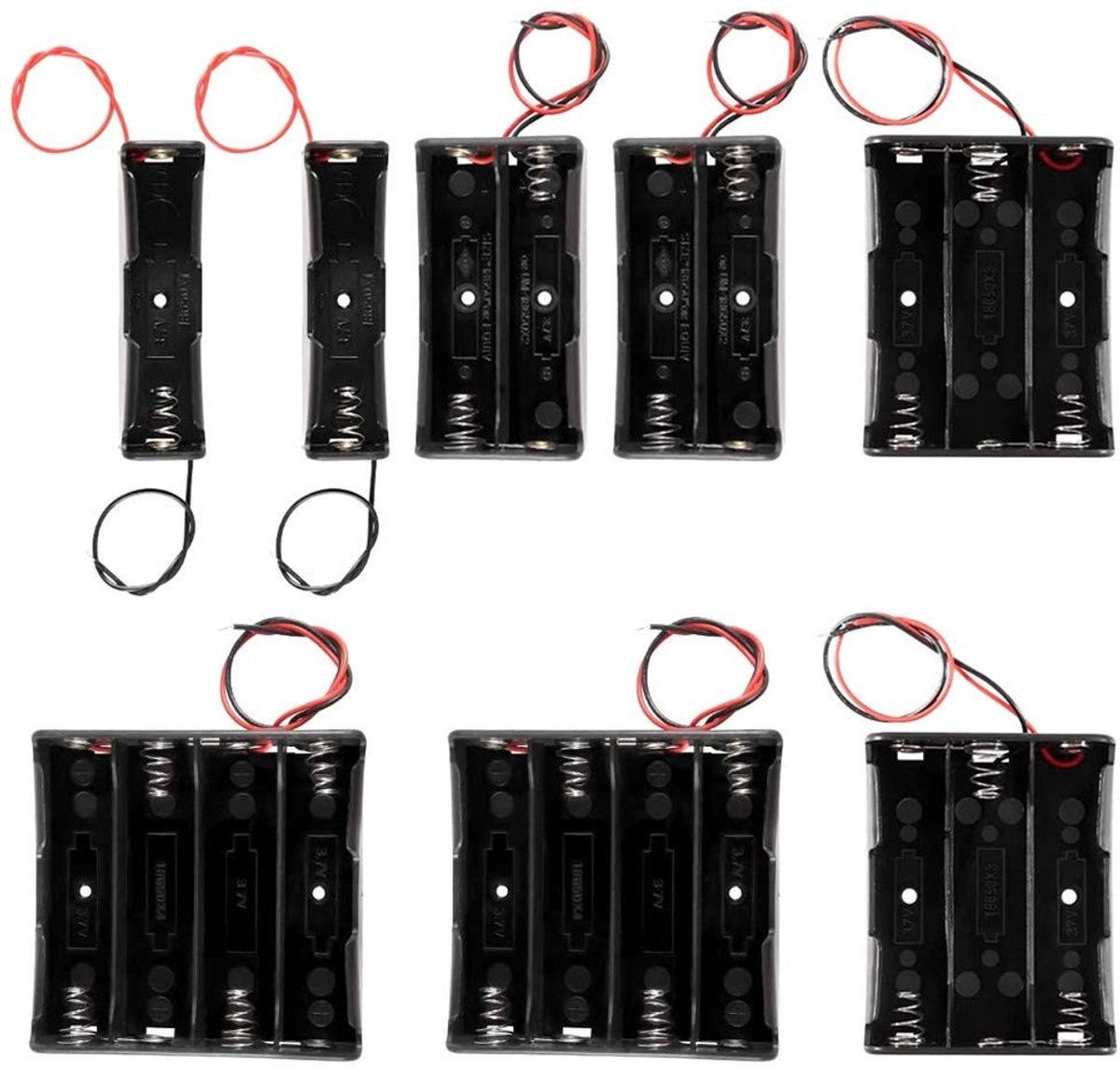 Dailygoods - Dailygoody - 18650 batterijhouder - kunststof opbergdoos - makkelijk solderen - 1/2/3/4 x 3,7 V - ideaal voor hobbyprojecten - met kabelboom
